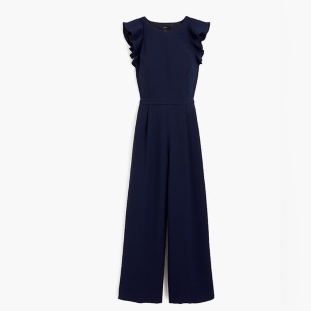 J Crew Navy Ruffle Jumpsuit size 10